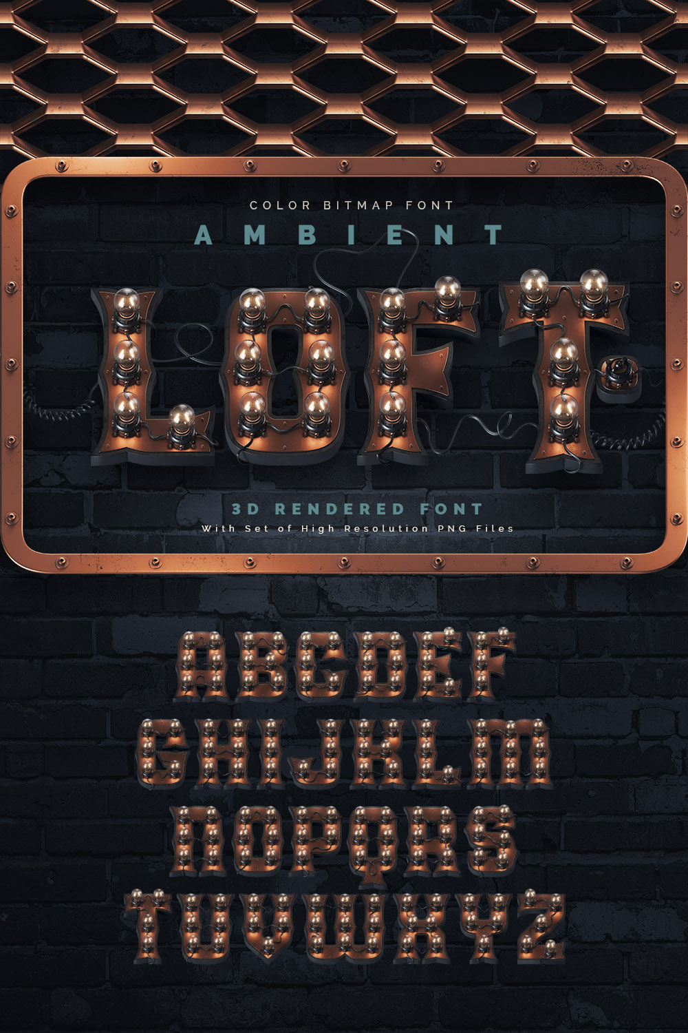 Ambient Loft - Color Bitmap Font pinterest preview image.