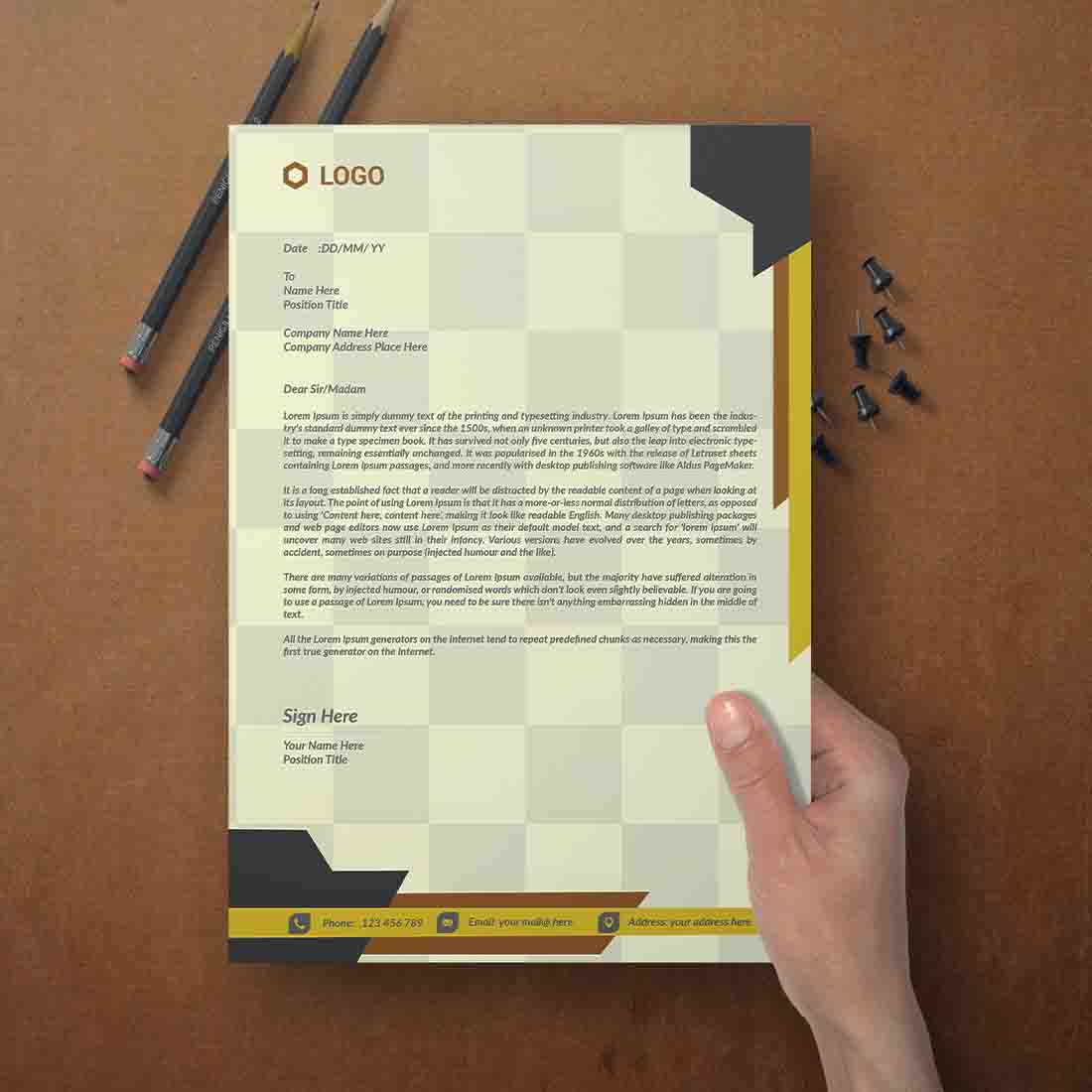 This is a letterhead design This template download contains one color letterhead design preview image.