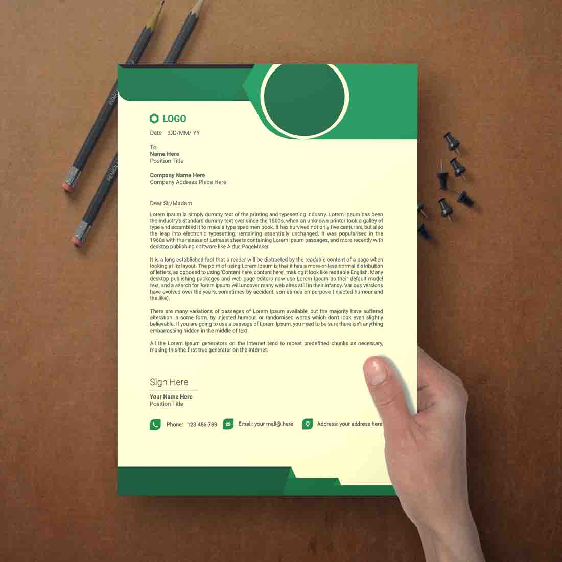 This is a letterhead design This template download contains one color letterhead design preview image.