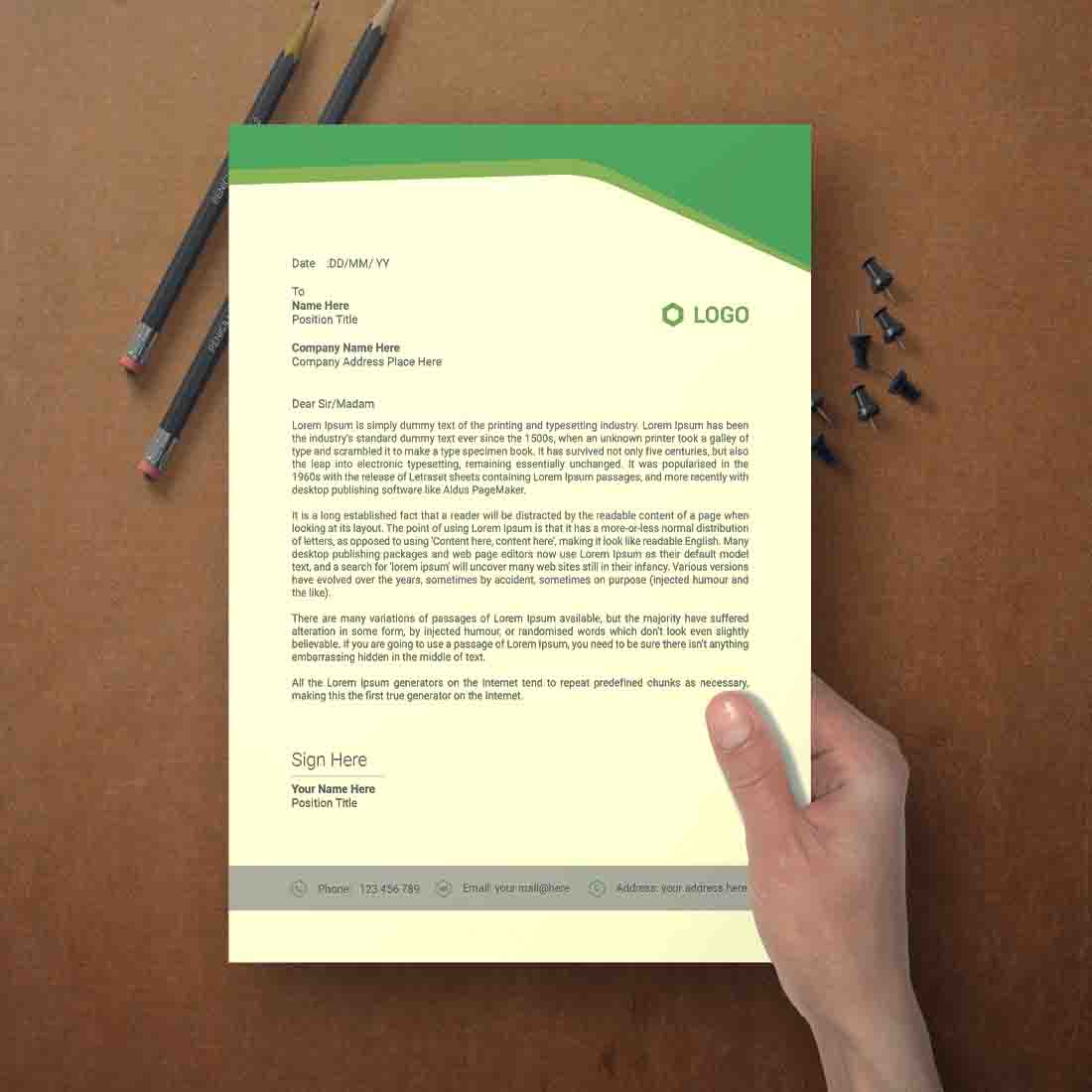 This is a letterhead design This template download contains one color letterhead design preview image.