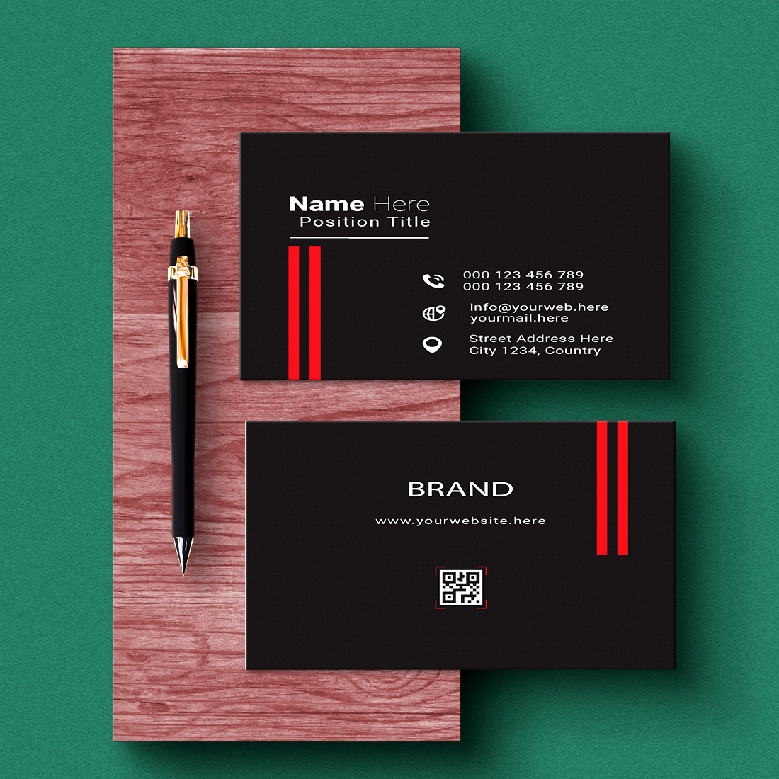 creative and simple modern business card design preview image.