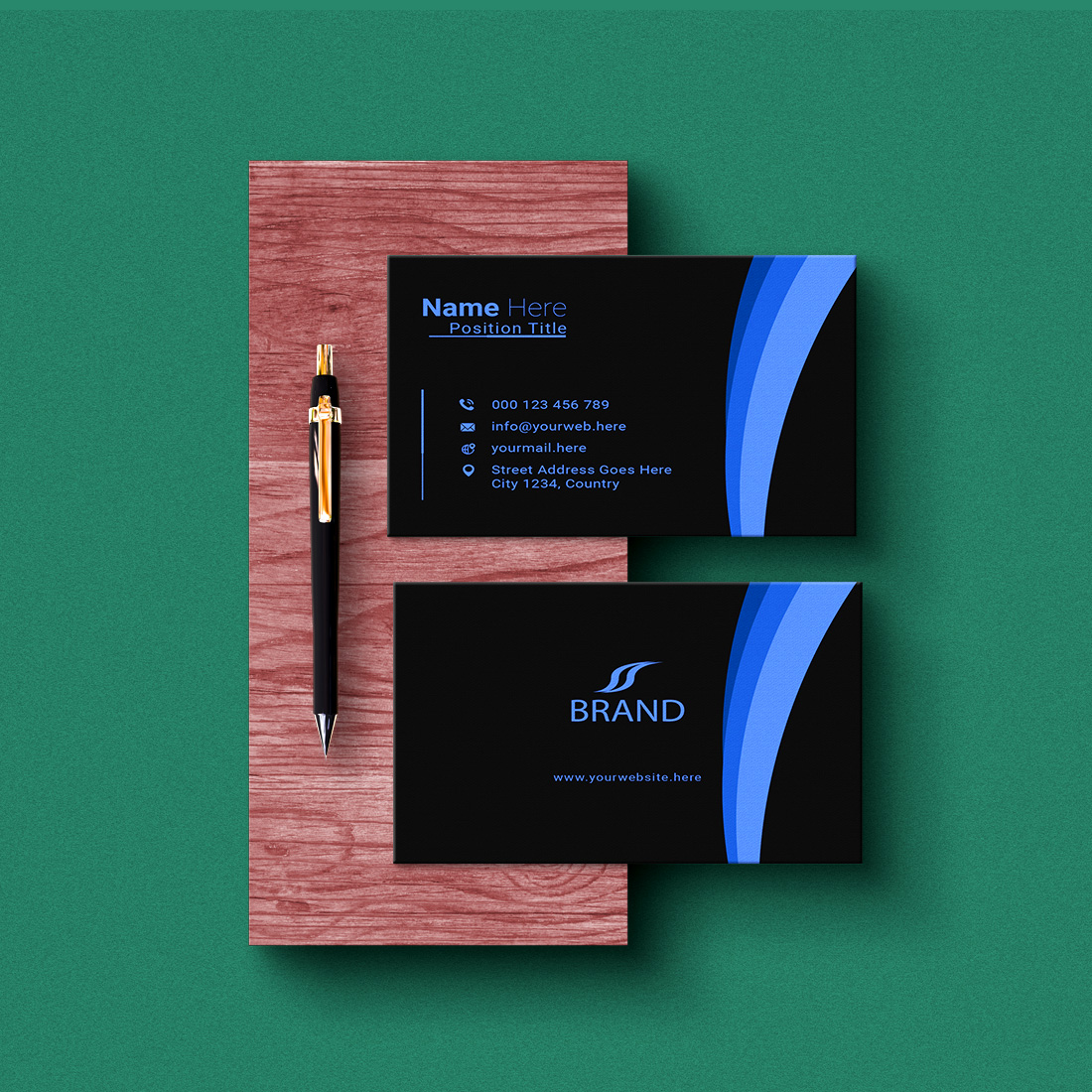 creative and simple modern business card design preview image.