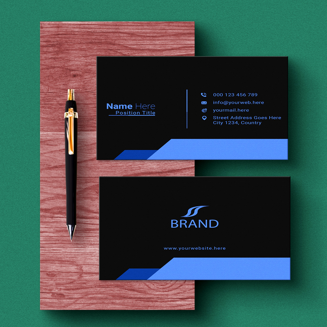 creative and simple modern business card design preview image.