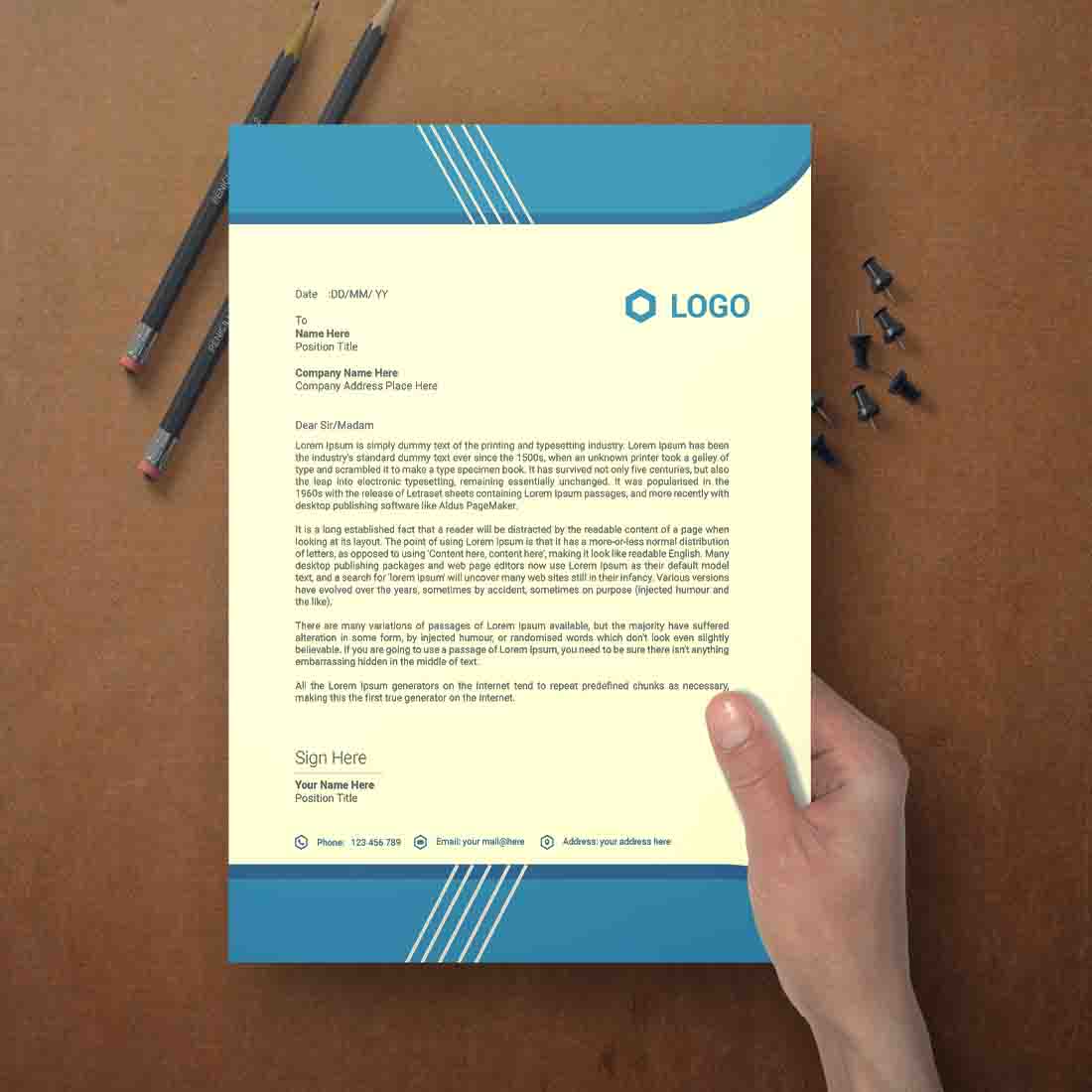 This is a letterhead design This template download contains one color letterhead design, preview image.