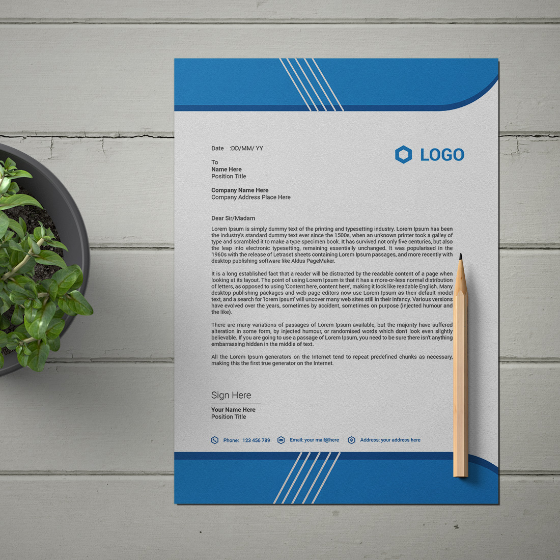 This is a letterhead design This template download contains one color letterhead design, cover image.