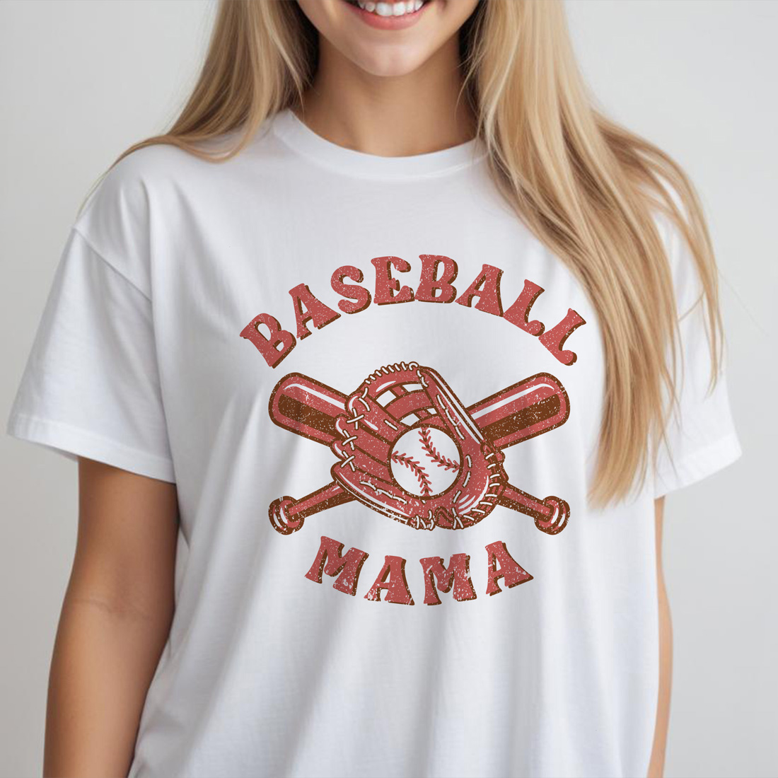 baseball mama graphic design white female tshirt front mockup 564