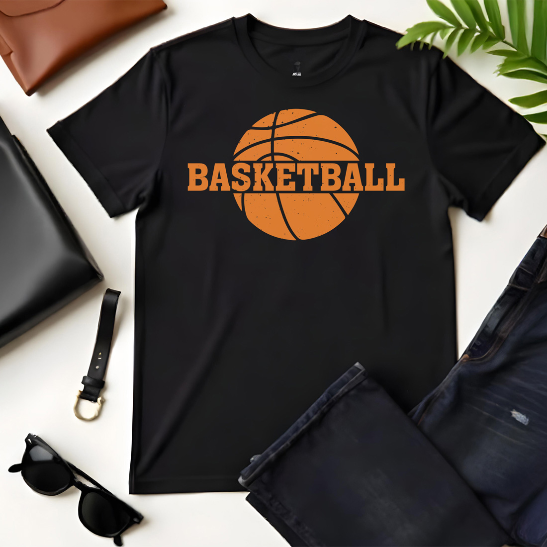 basketball 2 black flat tshirt mockup 973