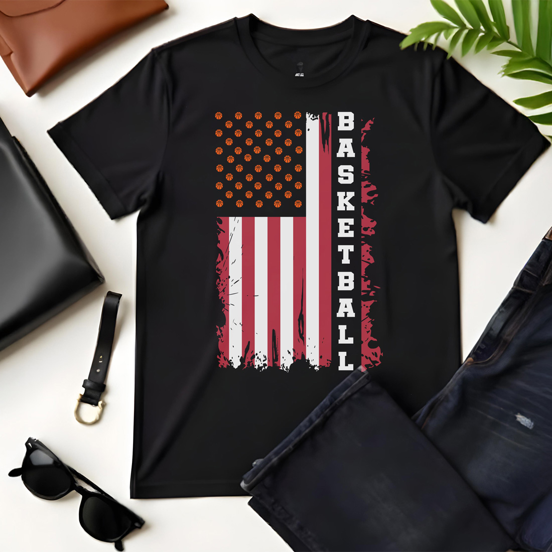 basketball black flat tshirt mockup 869