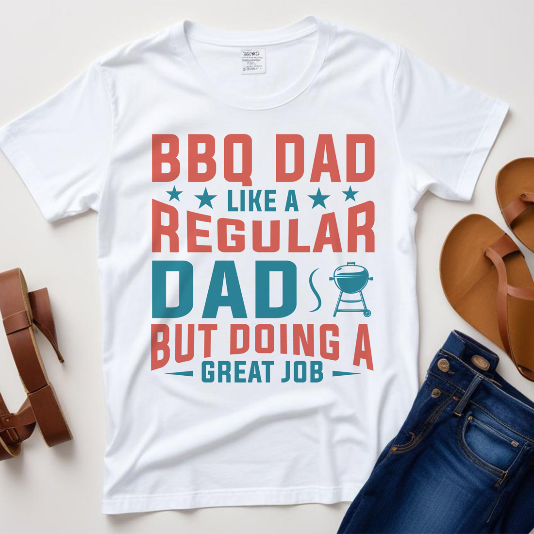 bbq dad like a regular dad but doing a great job graphic design white plane tshirt mockup 233