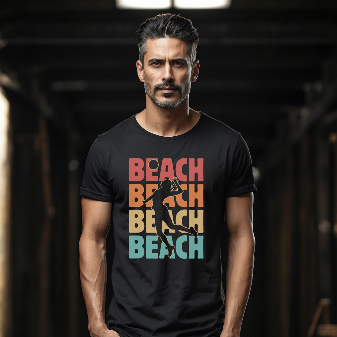 beach volleyball graphic design male tshirt mockup 102