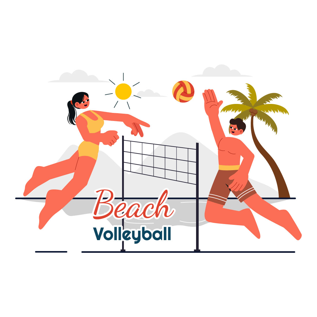 9 Beach Volleyball Player Illustration cover image.