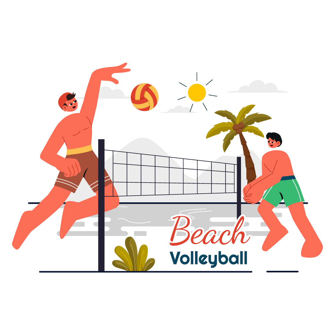 9 Beach Volleyball Player Illustration preview image.