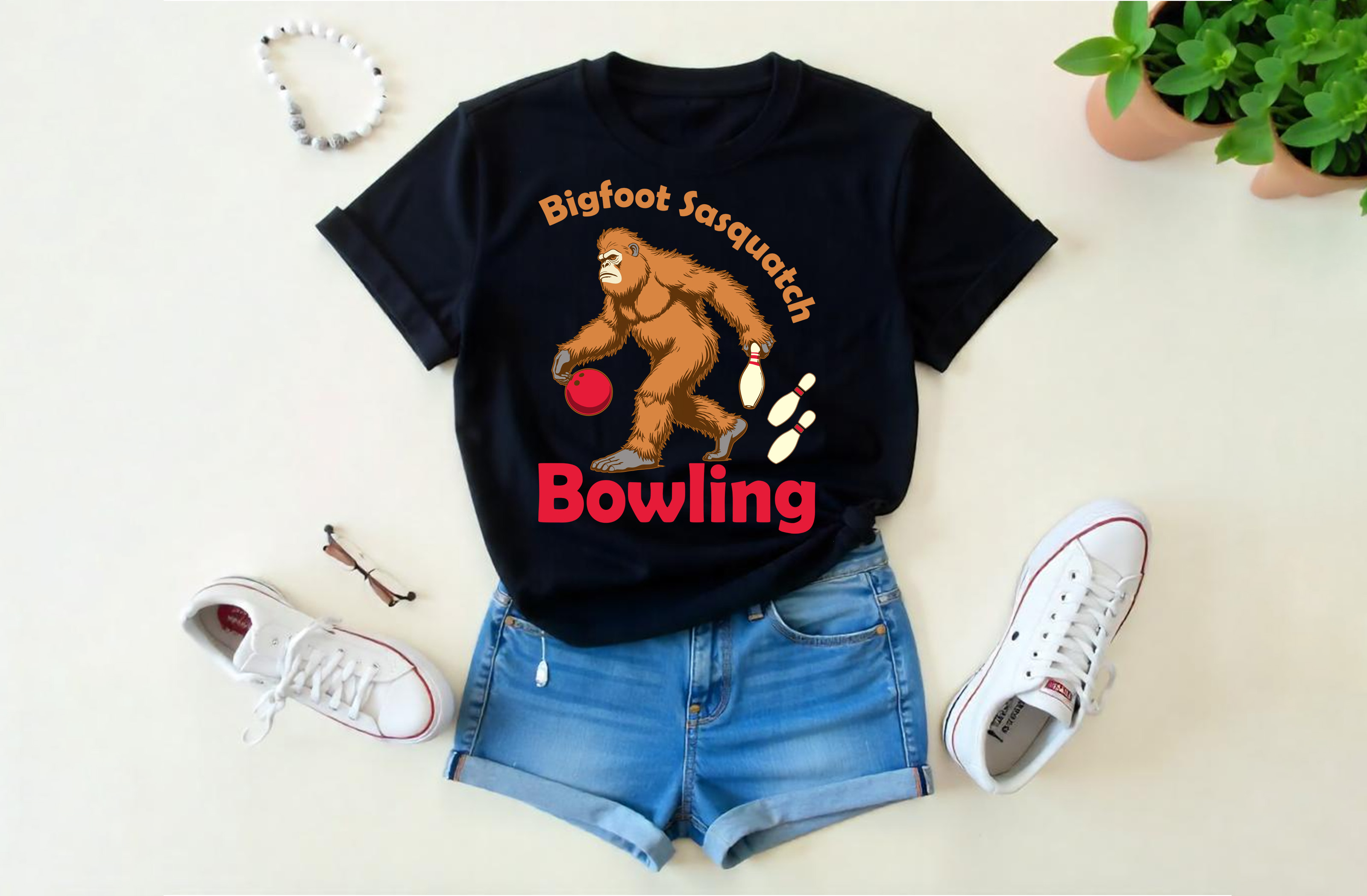 bigfoot sasquatch bowling graphic design girl t shirt 63