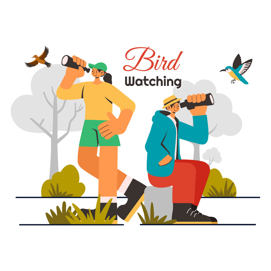 9 Bird Watching Activity Illustration cover image.