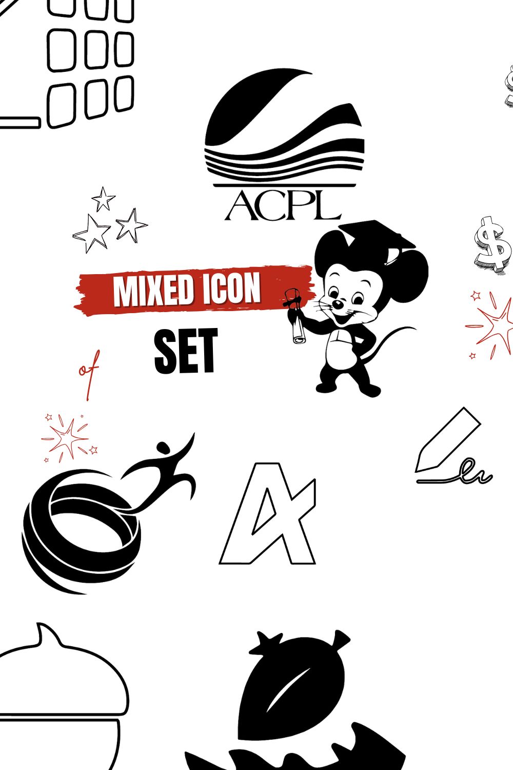 Mixed Icon Set – Versatile Designs for Creative Projects pinterest preview image.