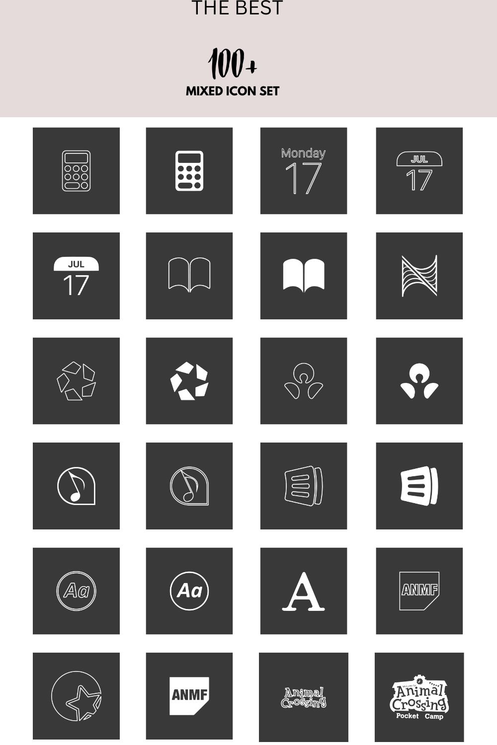 Mixed Icon Set – Creative and Versatile pinterest preview image.