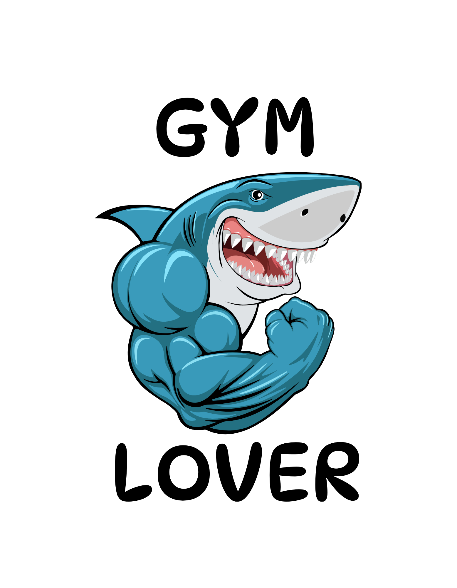 blue illustrated shark gym lover t shirt 3 131