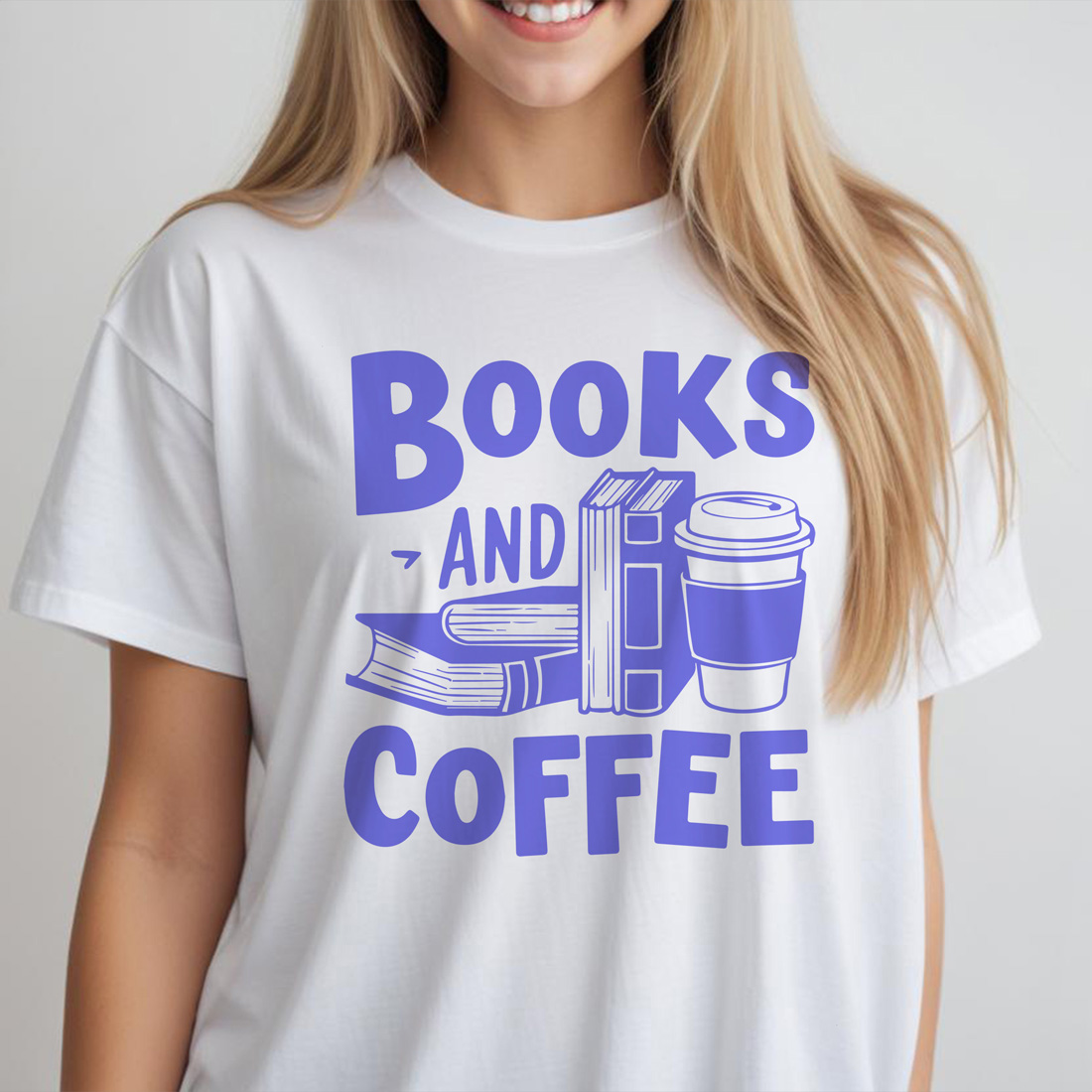 books and coffee white female tshirt front mockup 818