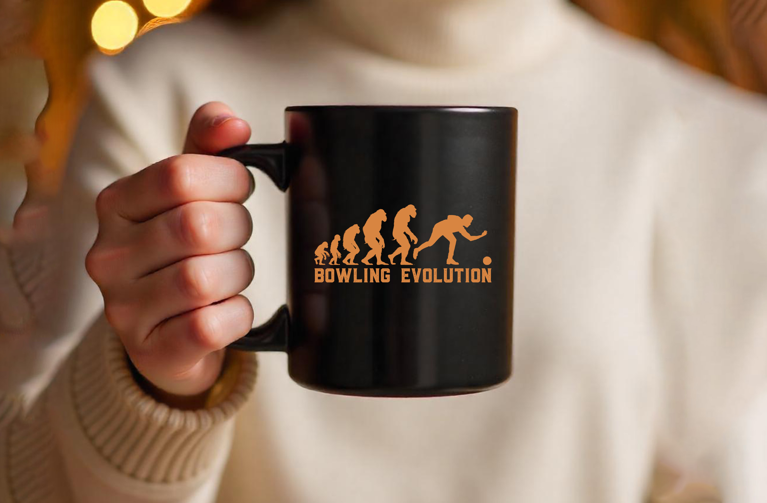 bowling evolution graphic design black mug 487