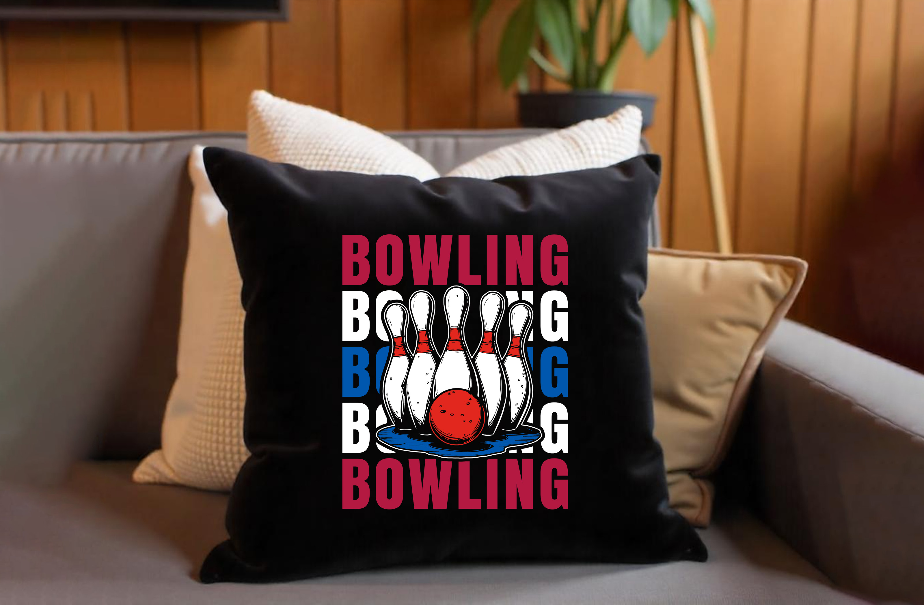 bowling graphic design pillow 368