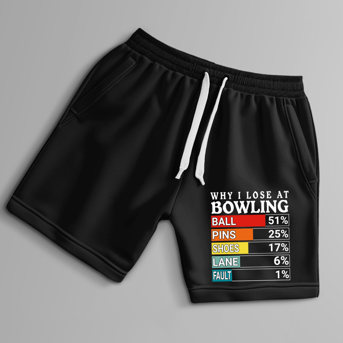 bowling humor graphic top excuses for losing the game 8 black shorts up 426