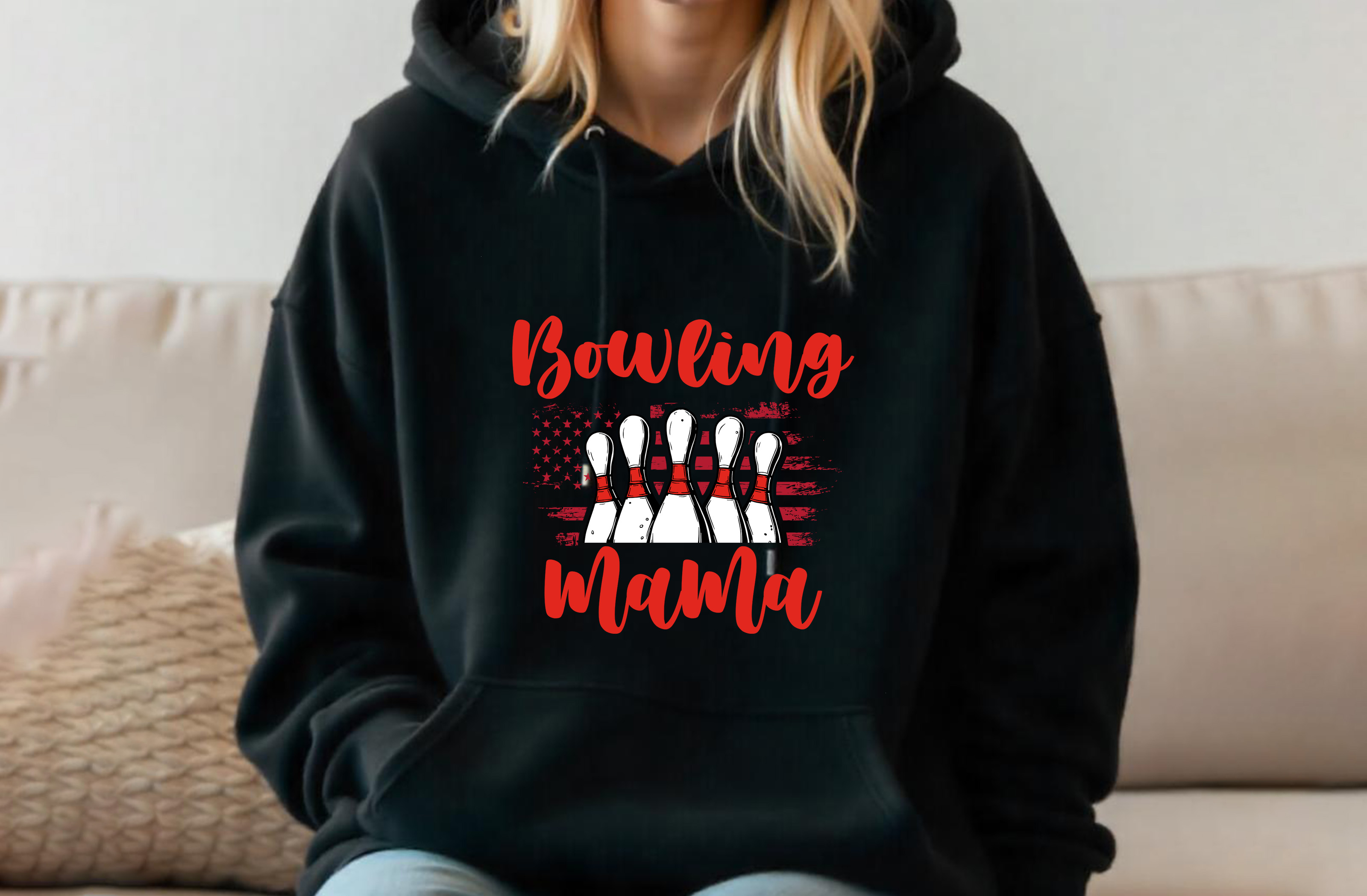 bowling mama graphic design female hoodie 818