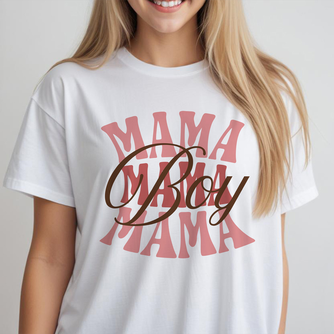 boy mama graphic design white female tshirt front mockup 448