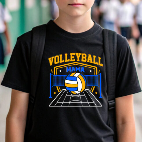 Volleyball Graphics Design with Volleyball Net vector court star symbol power symbol and Volleyball Mama Text cover image.