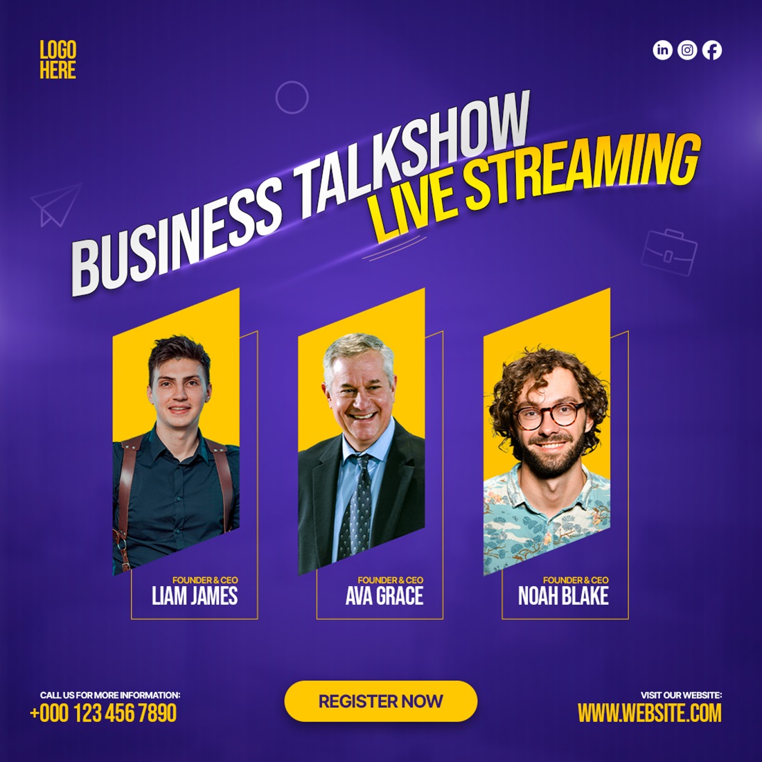 Business Talkshow Live Streaming Template preview image.