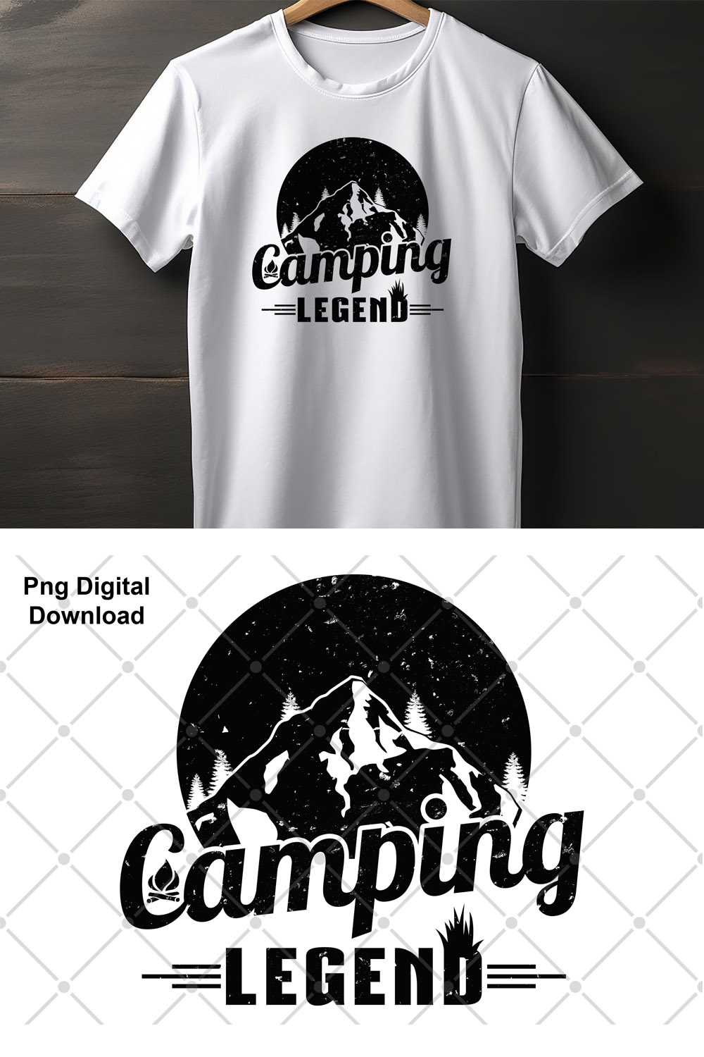 Camping Legend - Camper Graphic Design pinterest preview image.