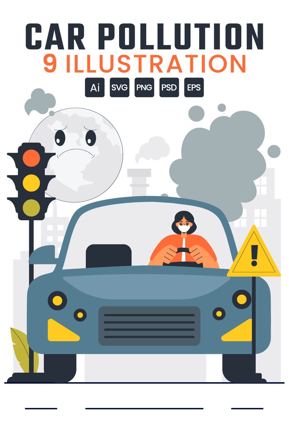 9 Car Air Pollution Illustration pinterest preview image.