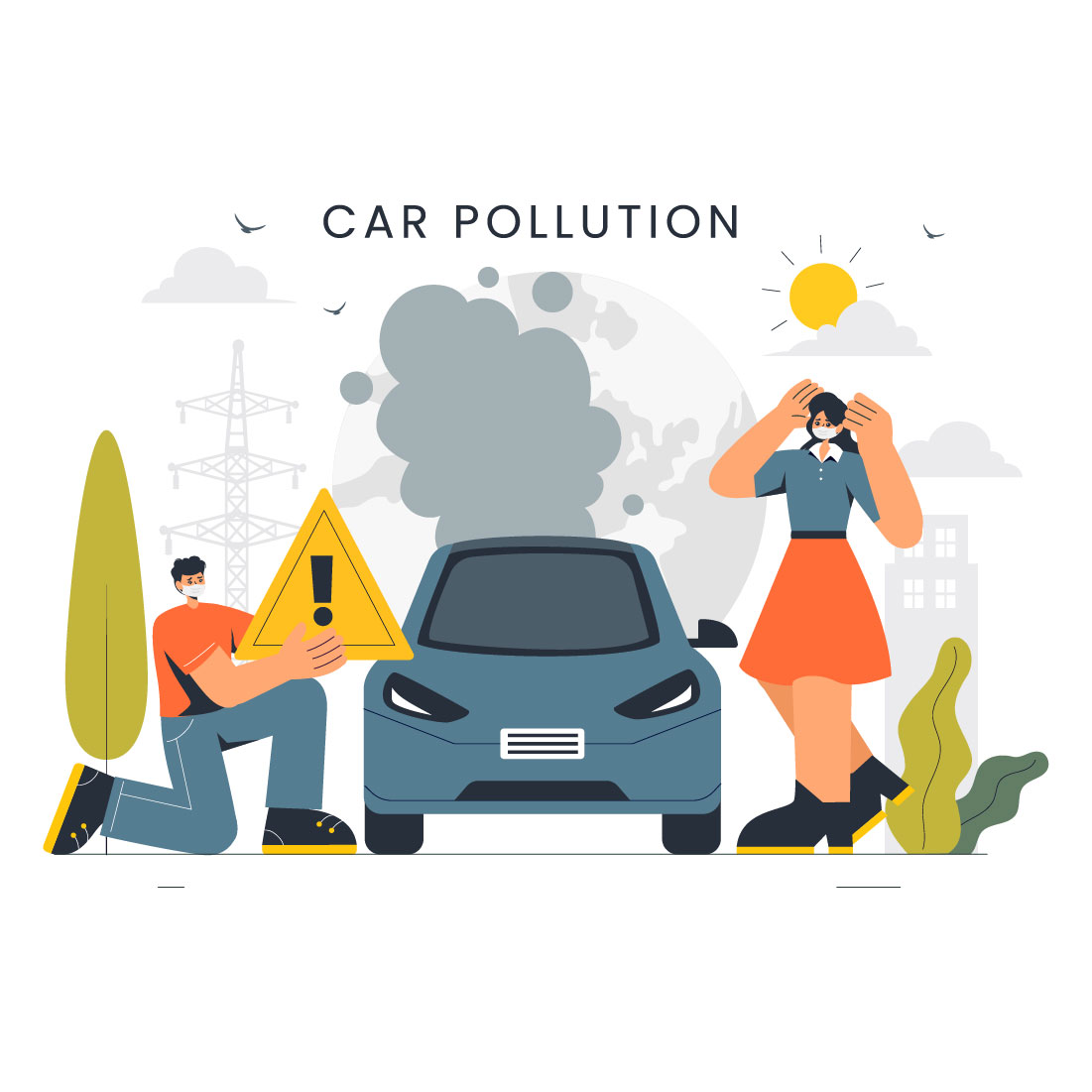 9 Car Air Pollution Illustration cover image.