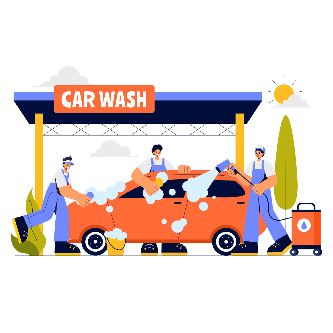 9 Automobile Washing Service Illustration cover image.