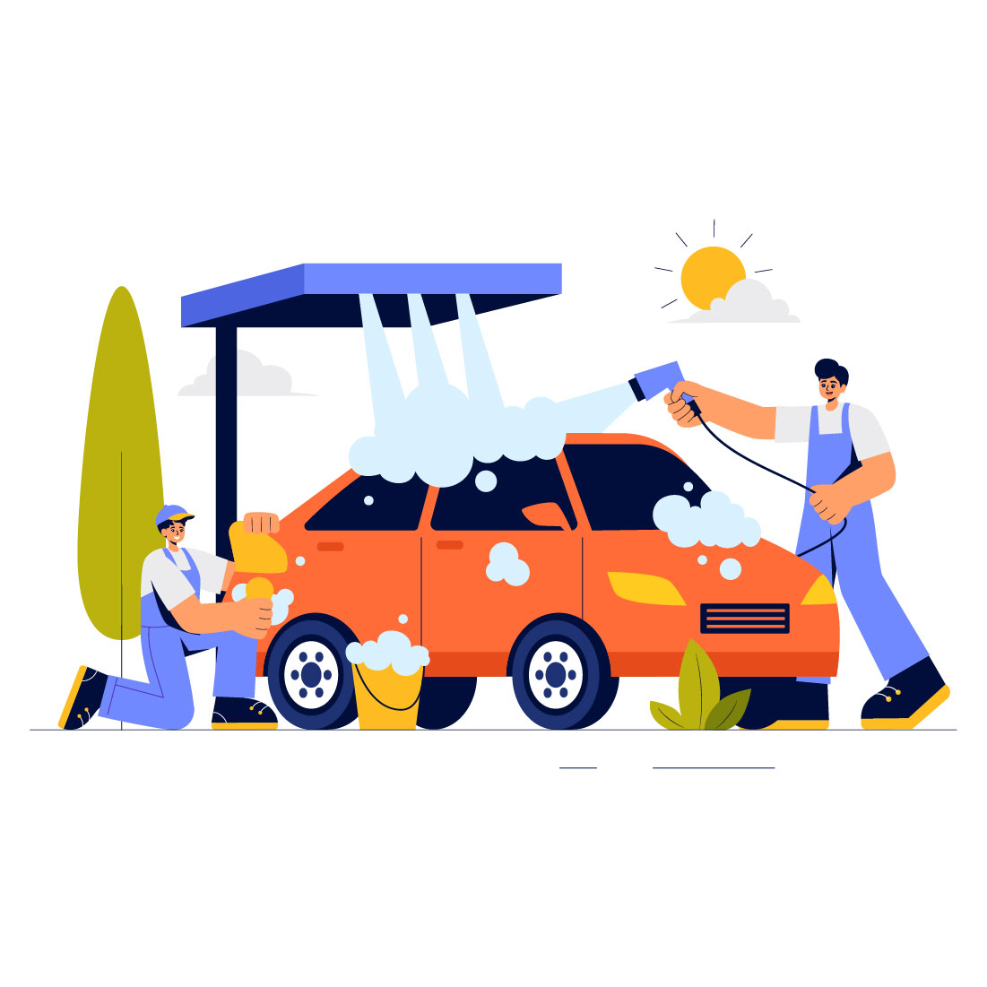 9 Automobile Washing Service Illustration preview image.