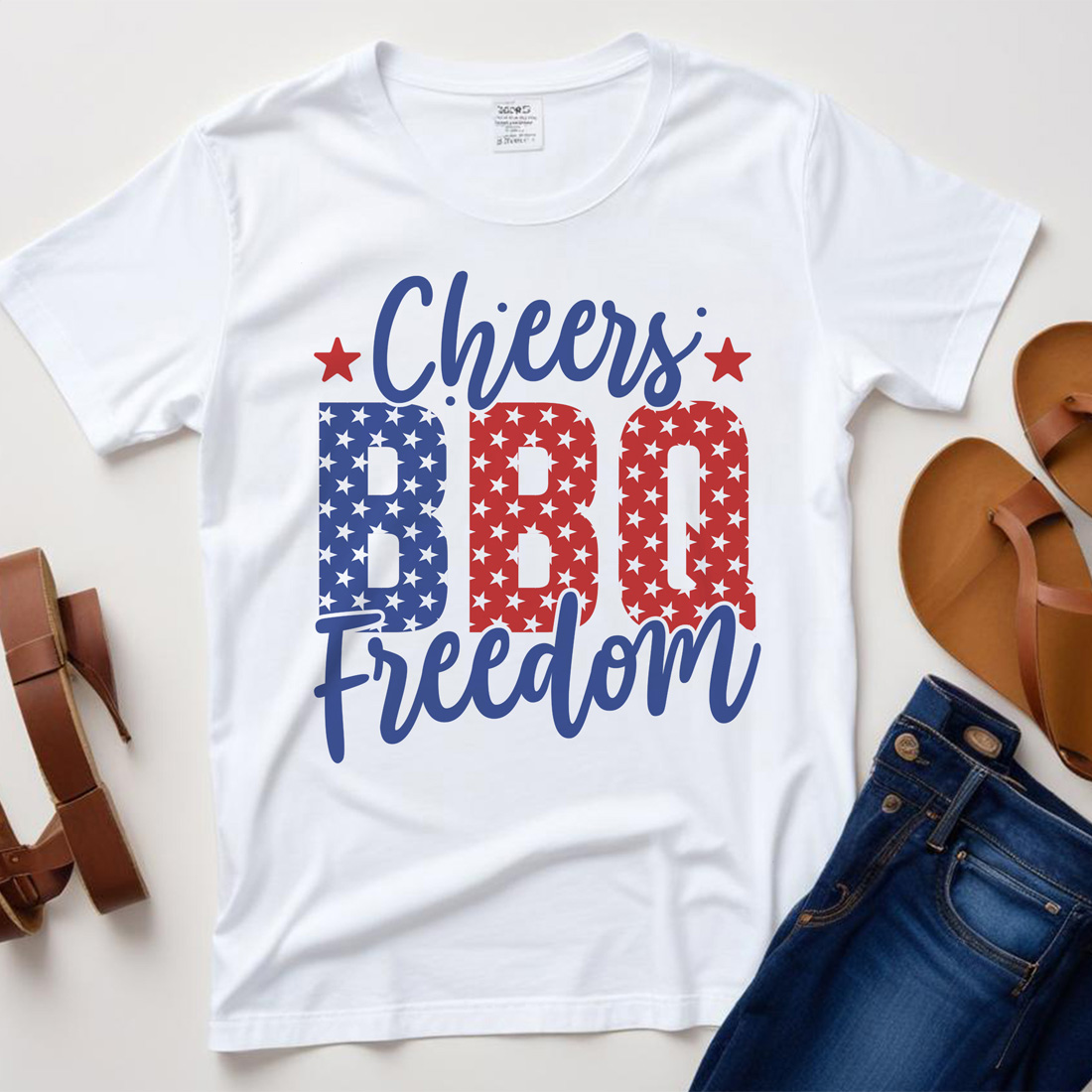 cheers bbq freedom graphic design white plane tshirt mockup 703