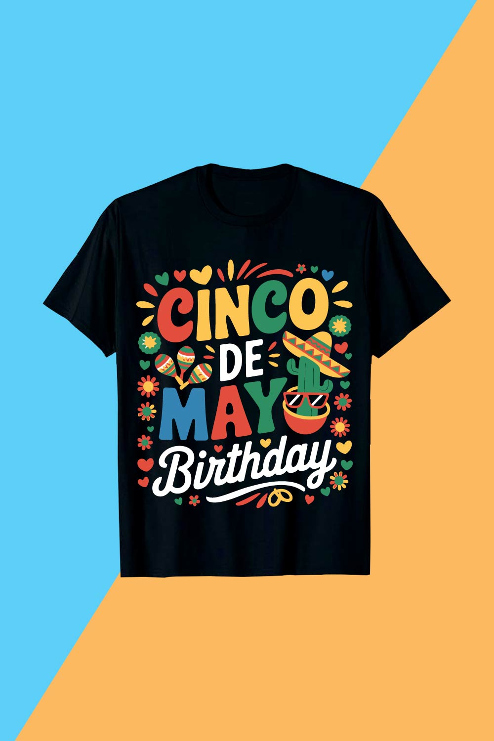 Cinco de Mayo Birthday Fun Design pinterest preview image.