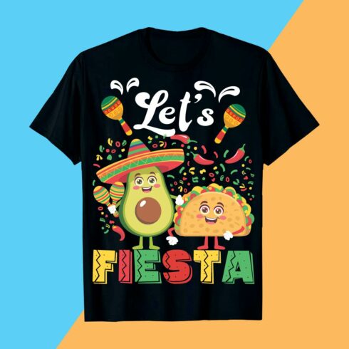 Let's Fiesta Fun Taco Avocado t shirt Design cover image.