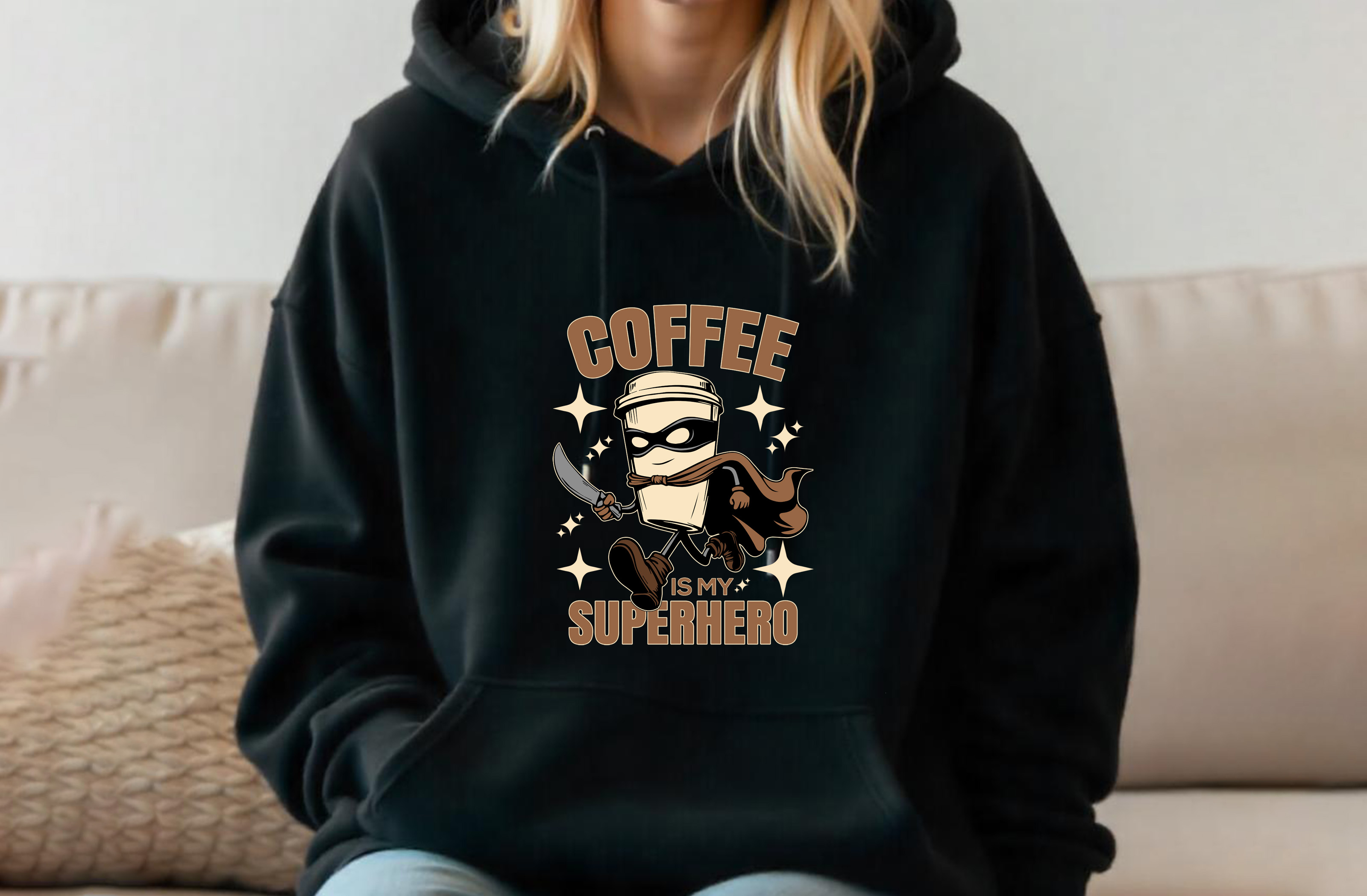 coffee is my superhero fun graphic design for coffee lovers female hoodie 309