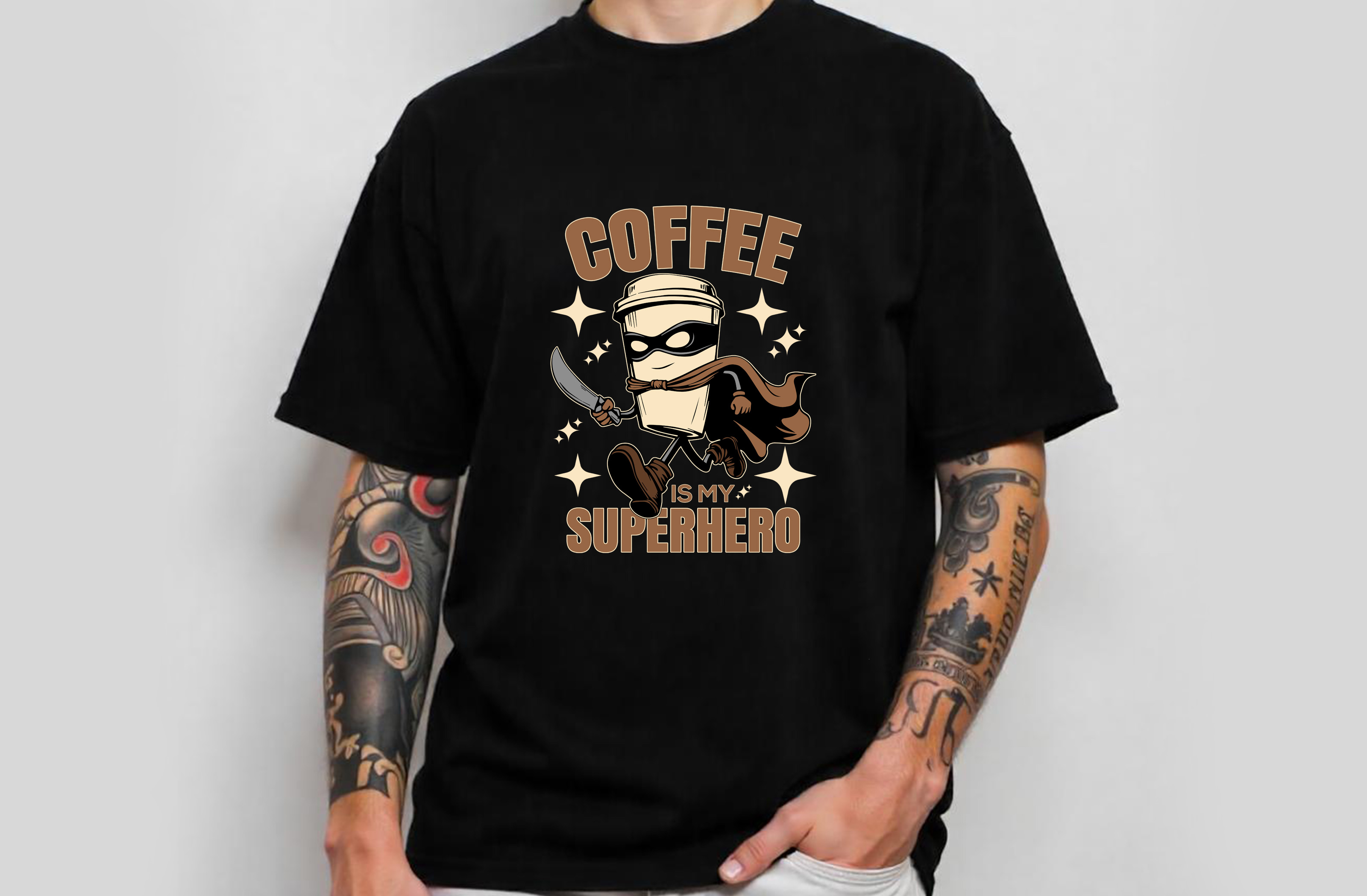 coffee is my superhero fun graphic design for coffee lovers male tshirt 877