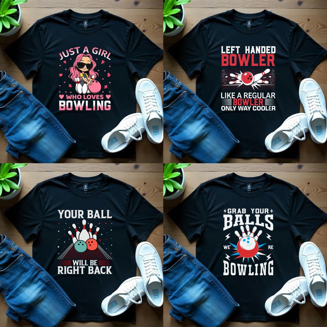 Bowling graphic design bundle for bowling lover preview image.