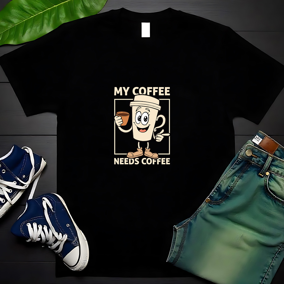 My Coffee Needs Coffee Cartoon Cup Funny Graphic Design preview image.