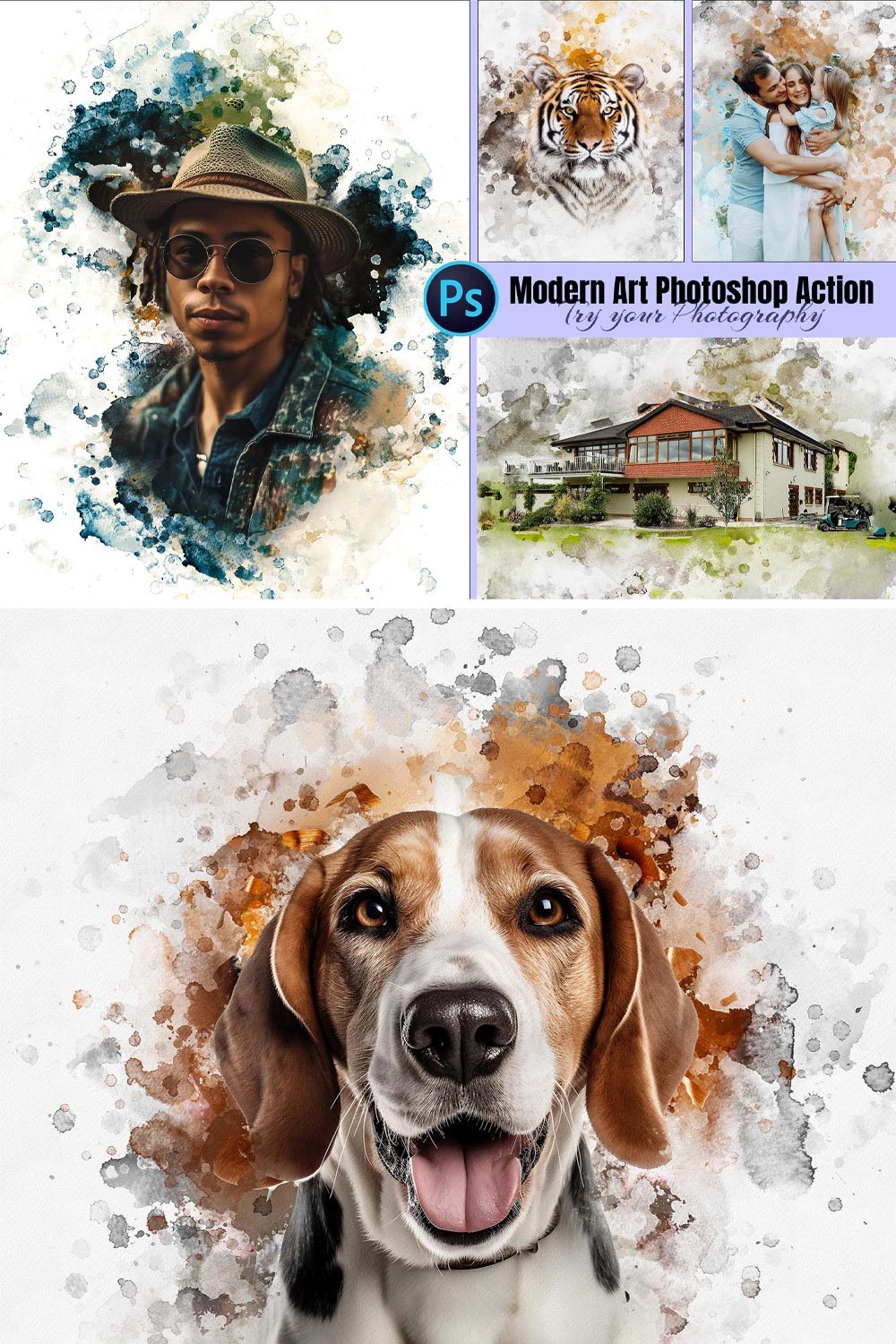 Modern Art Photoshop Action pinterest preview image.