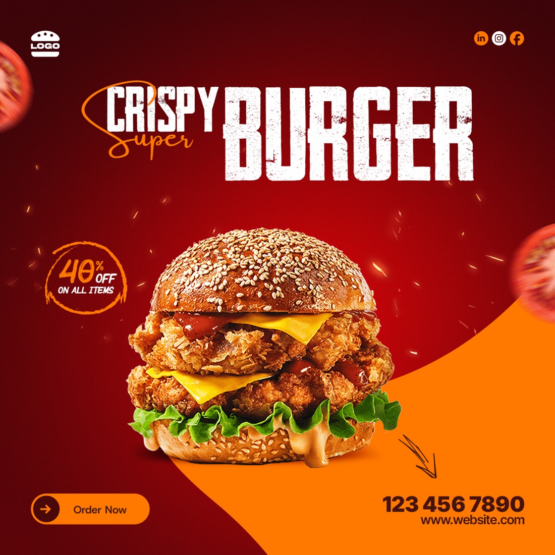 crispy burger social media banner 568