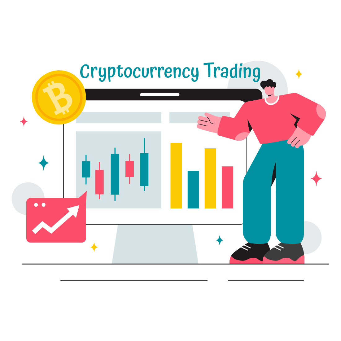 12 Cryptocurrency Trading and Blockchain Illustration preview image.