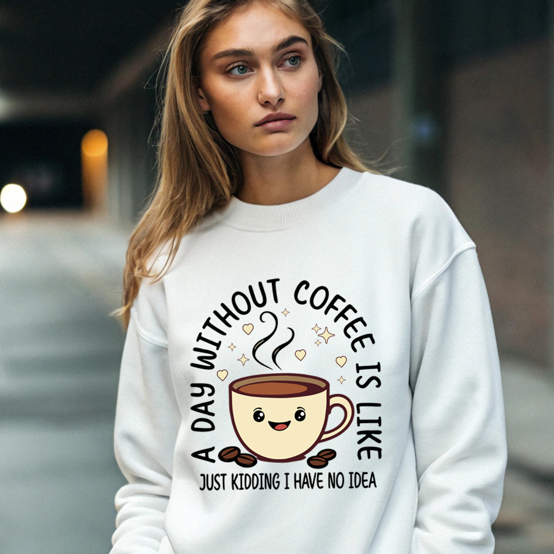 Cute Coffee Mug Illustration with Humorous Quote for Coffee Lovers Graphic design preview image.