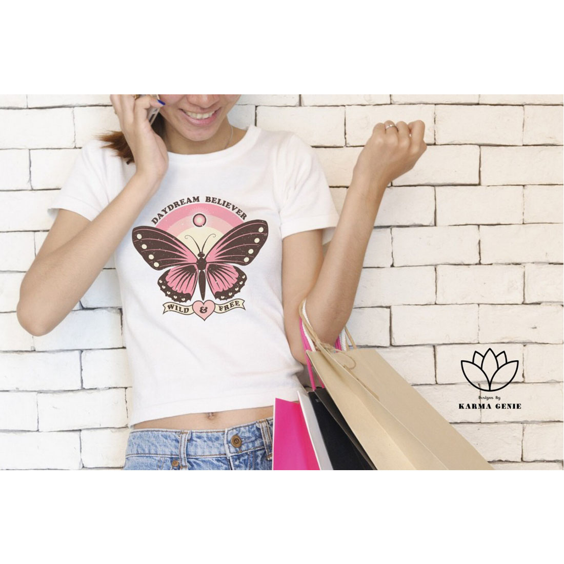 Daydream Believer - Boho Butterfly Graphic preview image.