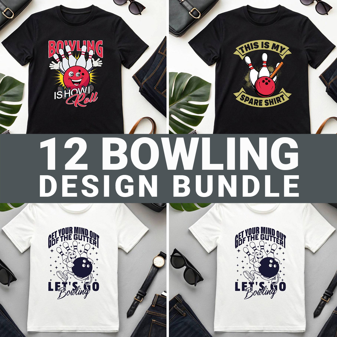 bowling Theme T-shirt or merchandise design cover image.