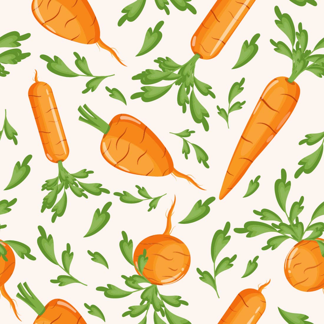 4 Vector seamless patterns with carrots preview image.