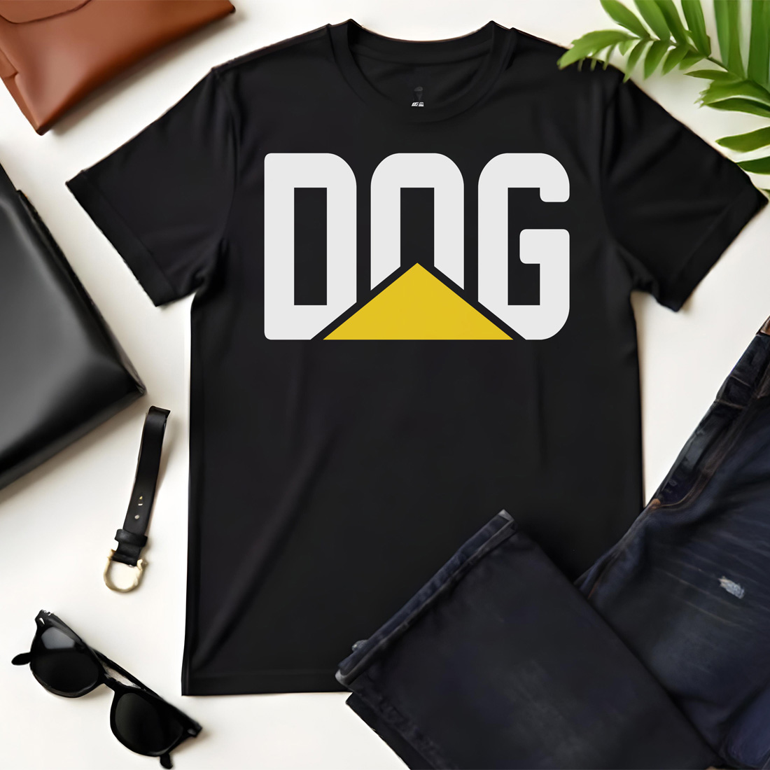 dog 2 black flat tshirt mockup 789