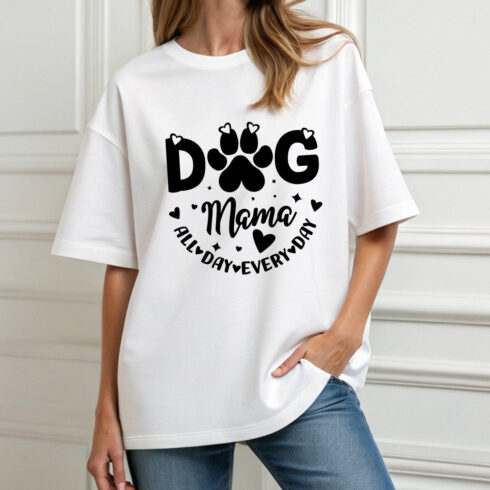 Dog mama all day every day typography design cover image.